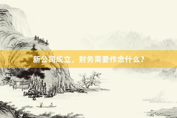 新公司成立，财务需要作念什么？