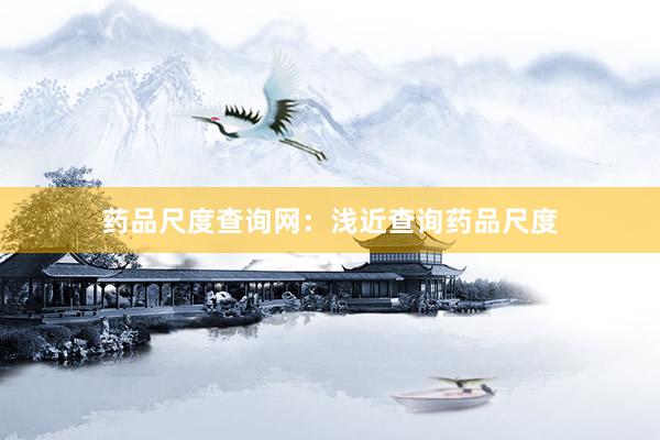 药品尺度查询网：浅近查询药品尺度